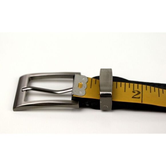 BLACK GENUINE LEATHER 1 1/8"Wd STITCHED CASUAL DRESS MEN'S BELT Sz 36-38 (*31 - Picture 8 of 11